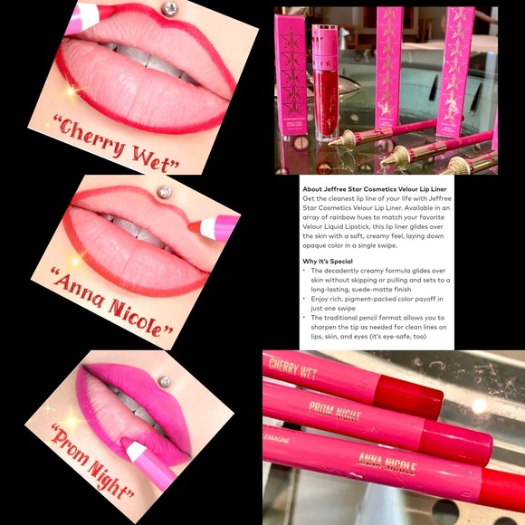 JEFFREE STAR ⭐️Makeup BUNDLE. Red & Pink Lipliners, Lipstick in ‘RedRum’ PLUS 🙌 - Picture 5 of 16